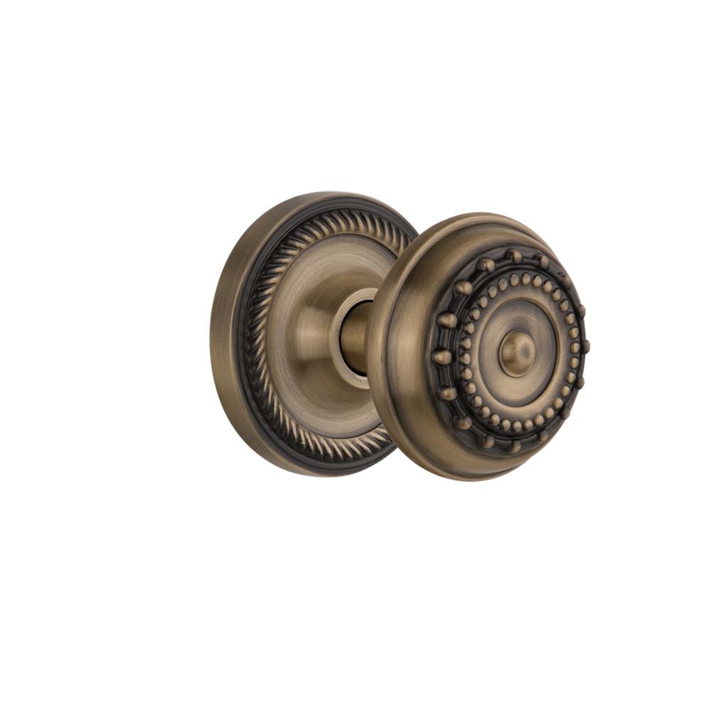 Nostalgic Warehouse ROPMEA Mortise Rope rosette with Meadows Knob in Antique Brass